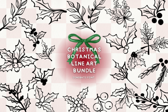 Christmas Botanical Line Art Bundle: A Font for Web Design