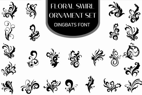 Floral Swirl Ornament Set: A Decorative Typeface for Web Design